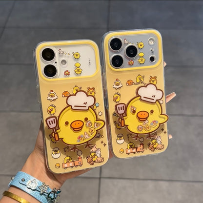 光沢のある可愛い漫画のスマホケース、360°回転磁気リングスタンド付き、ドナルドダック/グーフィー/プルート/ミッキー 耐衝撃保護ケース iPhone用