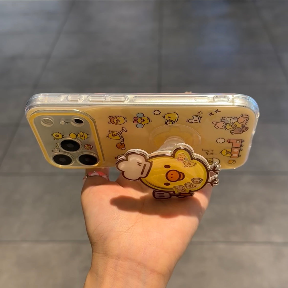 光沢のある可愛い漫画のスマホケース、360°回転磁気リングスタンド付き、ドナルドダック/グーフィー/プルート/ミッキー 耐衝撃保護ケース iPhone用