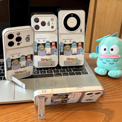 Divertida Carcasa de Teléfono de Bob Esponja, Calamardo y Patricio con Tapa de Espejo Abatible