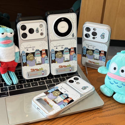 Divertida Carcasa de Teléfono de Bob Esponja, Calamardo y Patricio con Tapa de Espejo Abatible