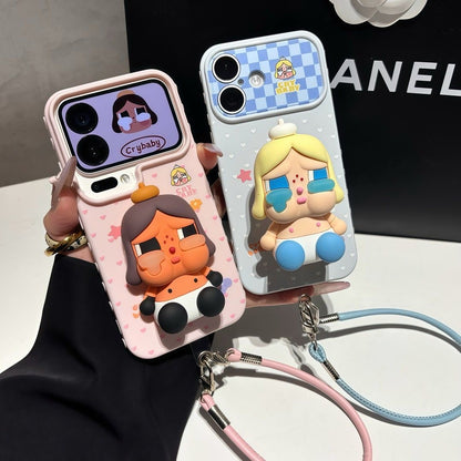 トレンディーな美しさのクマのスタンドフォンケース、ハンドストラップ付き、可愛いミニコーヒーカップデコレーション、シルバーフレーム滑り止め保護フォンカバー（全機種対応）