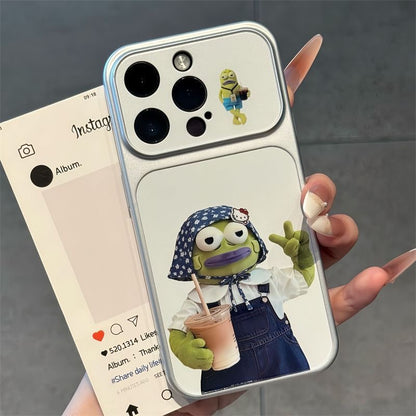 Funda Estética Bicolor Pastel para Teléfono con Anillo de Rotación 360°, Funda Protectora Suave Anticaída para iPhone con Texto Goodmood Todo Estará Bien