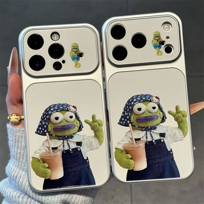 Funda Estética Bicolor Pastel para Teléfono con Anillo de Rotación 360°, Funda Protectora Suave Anticaída para iPhone con Texto Goodmood Todo Estará Bien