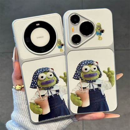 Funda Estética Bicolor Pastel para Teléfono con Anillo de Rotación 360°, Funda Protectora Suave Anticaída para iPhone con Texto Goodmood Todo Estará Bien