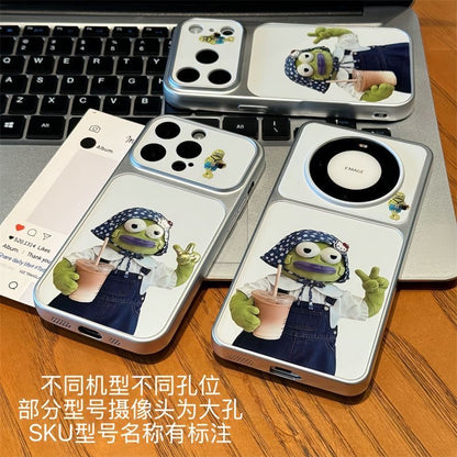 Funda Estética Bicolor Pastel para Teléfono con Anillo de Rotación 360°, Funda Protectora Suave Anticaída para iPhone con Texto Goodmood Todo Estará Bien