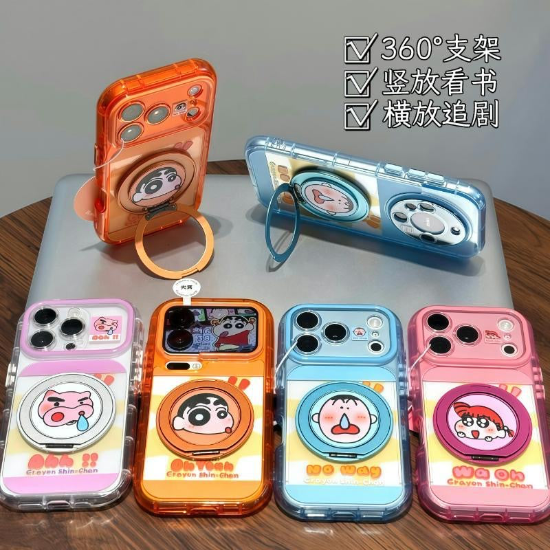 Funda protectora para iPhone con anilla magnética de dibujos animados vintage de Minnie, Goofy, Piolín y ventana grande para cámara, a prueba de golpes