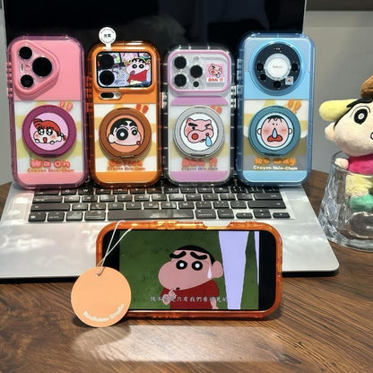 Funda protectora para iPhone con anilla magnética de dibujos animados vintage de Minnie, Goofy, Piolín y ventana grande para cámara, a prueba de golpes