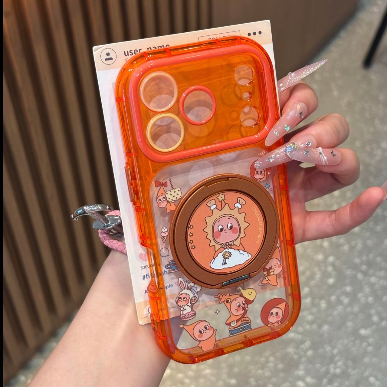 Cute Cat & Mouse Cartoon Printed Magsafe Phone Case, Fold‑Out Rotating Ring Stand, Magnetic for Wireless Charging, Large Camera Window Shock‑Resistant Protective Shell for Smartphones