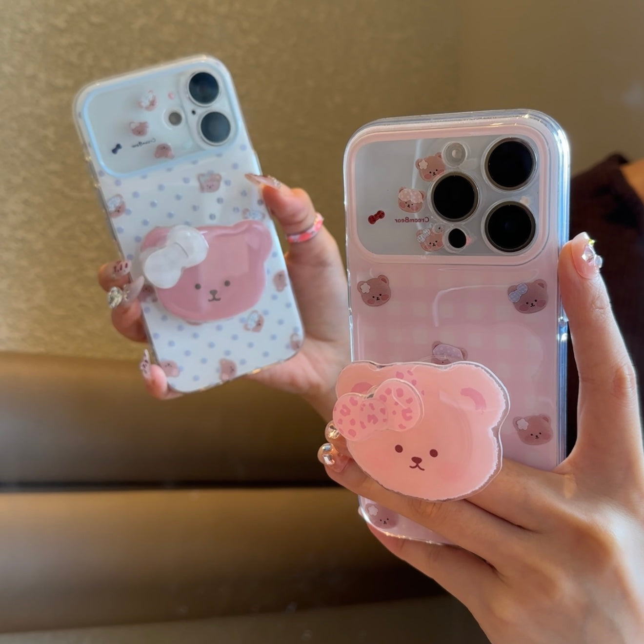 光沢のある可愛い漫画のスマホケース、360°回転磁気リングスタンド付き、ドナルドダック/グーフィー/プルート/ミッキー 耐衝撃保護ケース iPhone用