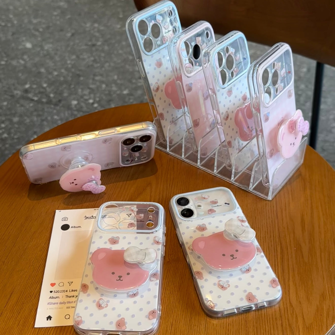 光沢のある可愛い漫画のスマホケース、360°回転磁気リングスタンド付き、ドナルドダック/グーフィー/プルート/ミッキー 耐衝撃保護ケース iPhone用