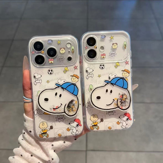 Cute Snoopy Print Cartoon Dog Shake‑Shake Stand Pop Socket Phone Case