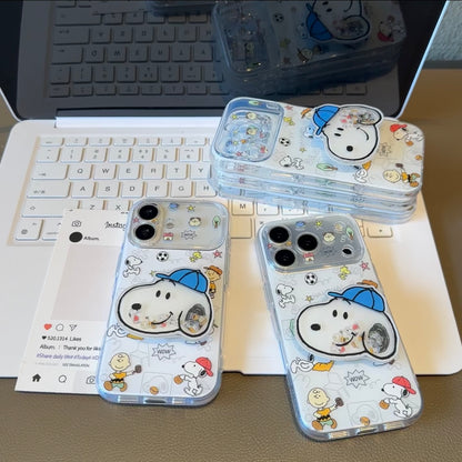 Cute Snoopy Print Cartoon Dog Shake‑Shake Stand Pop Socket Phone Case