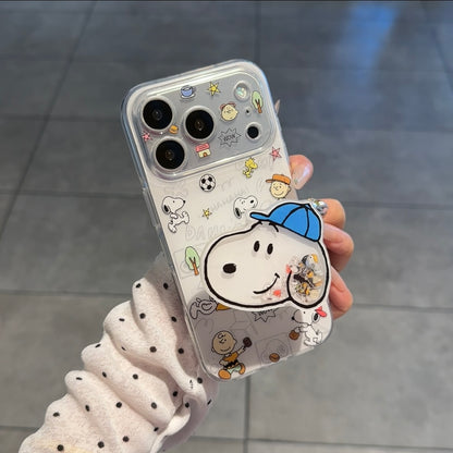 Cute Snoopy Print Cartoon Dog Shake‑Shake Stand Pop Socket Phone Case