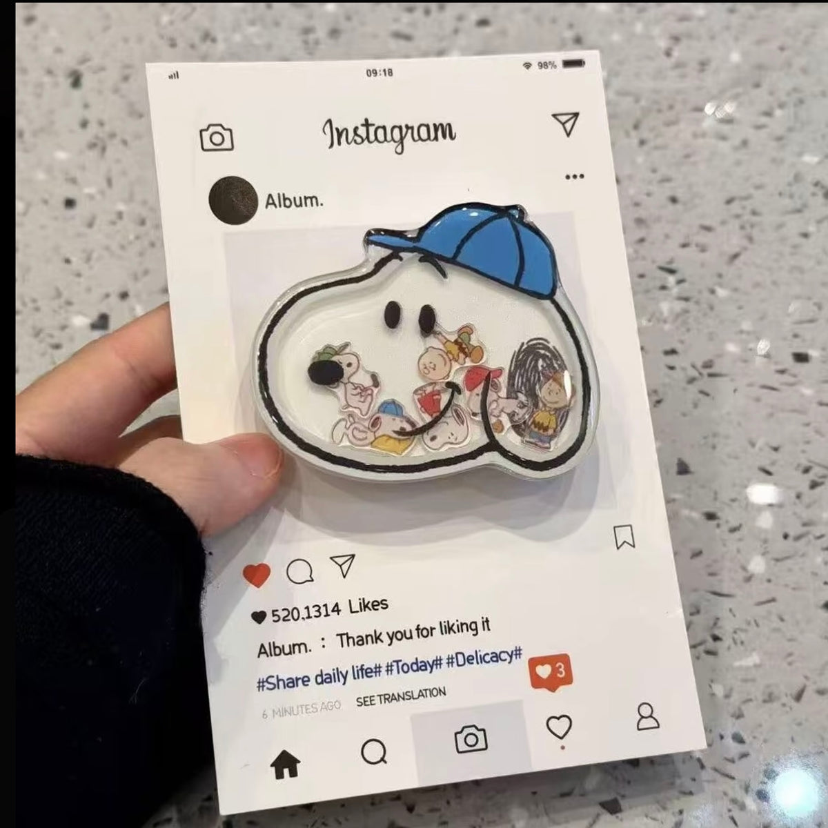 Cute Snoopy Print Cartoon Dog Shake‑Shake Stand Pop Socket Phone Case
