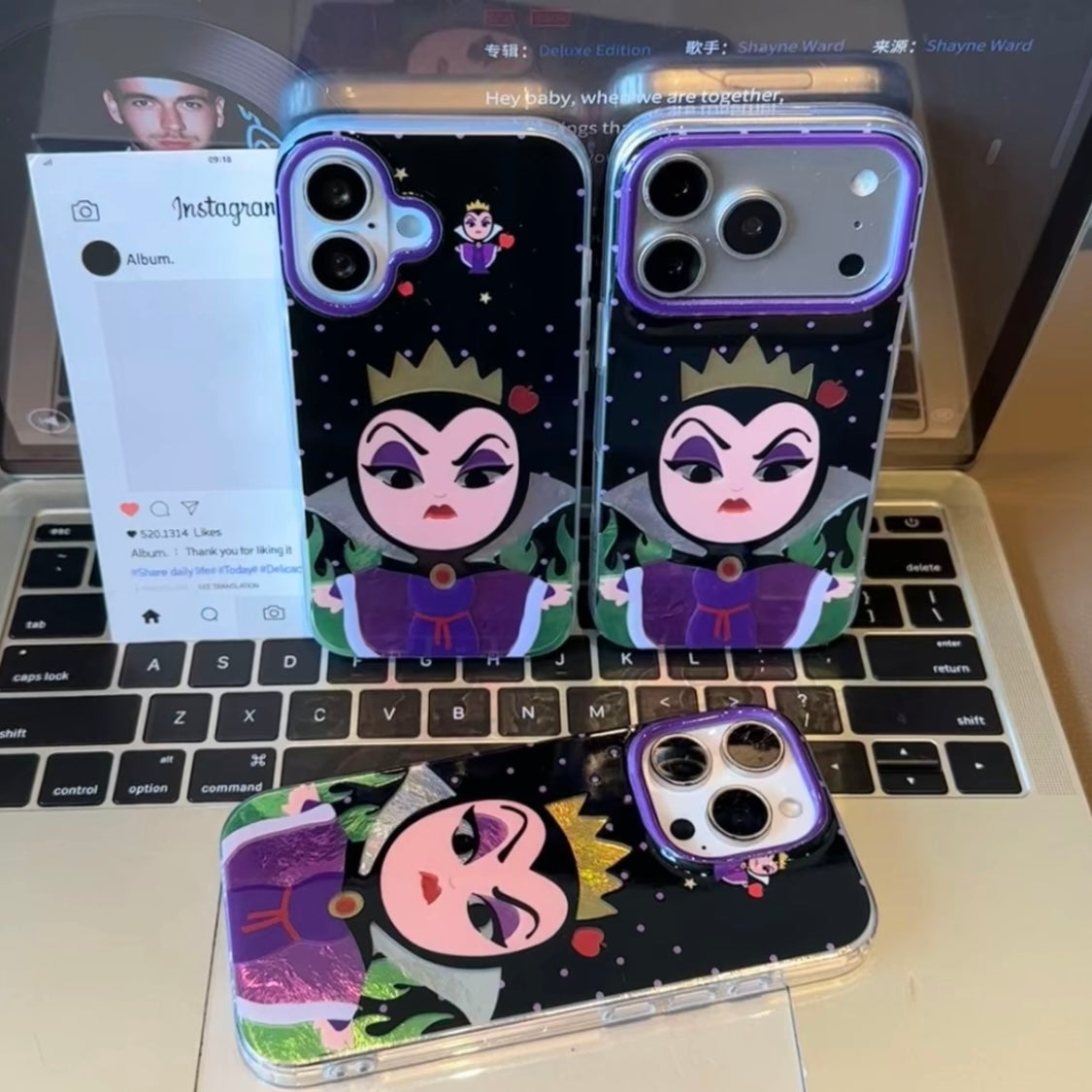 Cute Fairytale Villain Graphic Phone Case Glossy Color‑Pop Camera Frame Cover