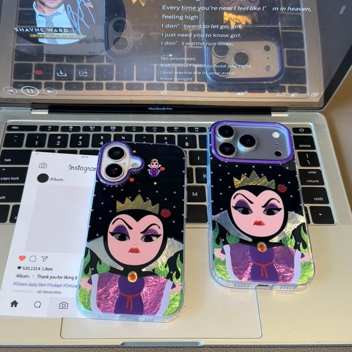Cute Fairytale Villain Graphic Phone Case Glossy Color‑Pop Camera Frame Cover