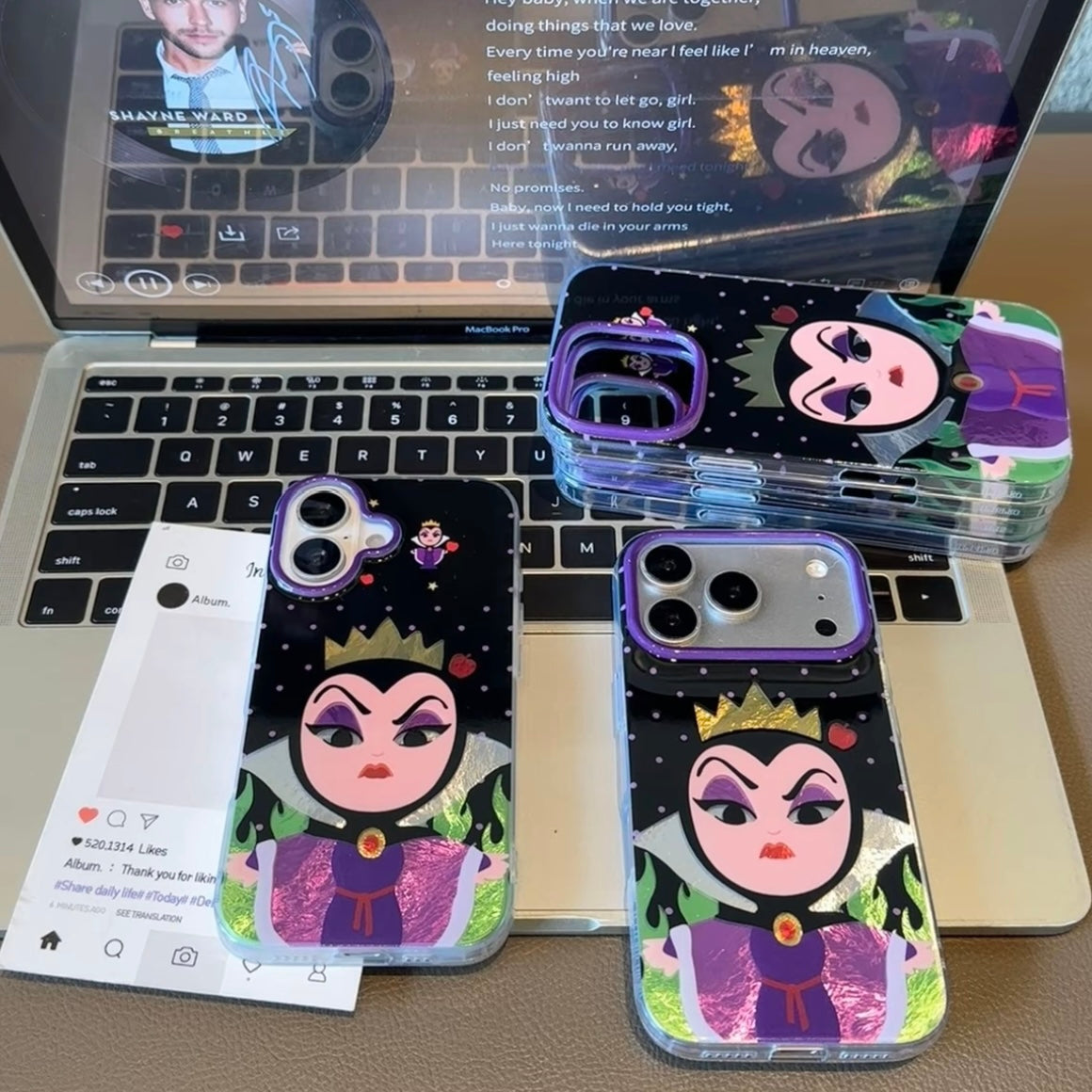 Cute Fairytale Villain Graphic Phone Case Glossy Color‑Pop Camera Frame Cover