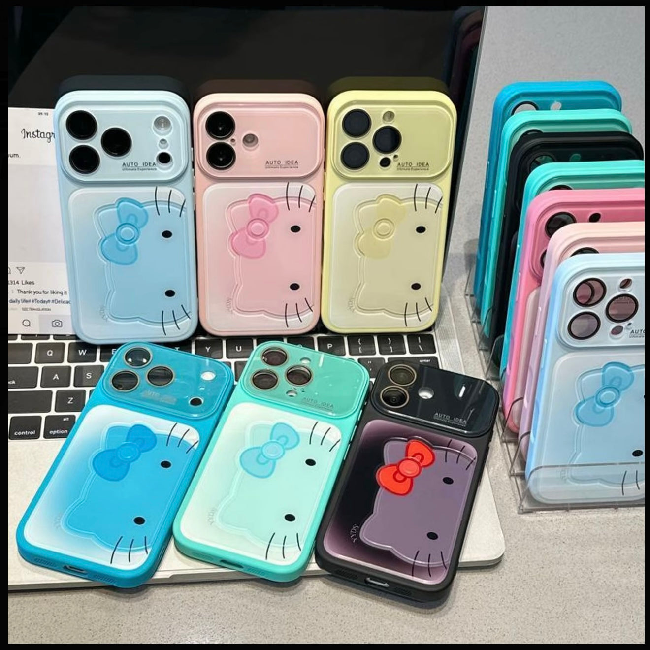 Cute Bow Cartoon Kitty& Frog Phone Case | Flip Camera Lens Protector Soft Shockproof Cover For iPhone