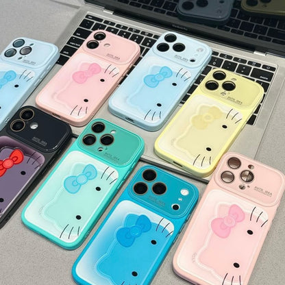 Cute Bow Cartoon Kitty& Frog Phone Case | Flip Camera Lens Protector Soft Shockproof Cover For iPhone