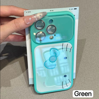 Cute Bow Cartoon Kitty& Frog Phone Case | Flip Camera Lens Protector Soft Shockproof Cover For iPhone
