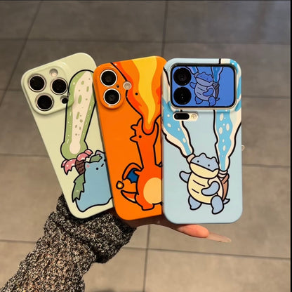 Cute Pokemon Charizard Squirtle Bulbasaur Phone Case Wavy Edge Soft Cover For iPhone