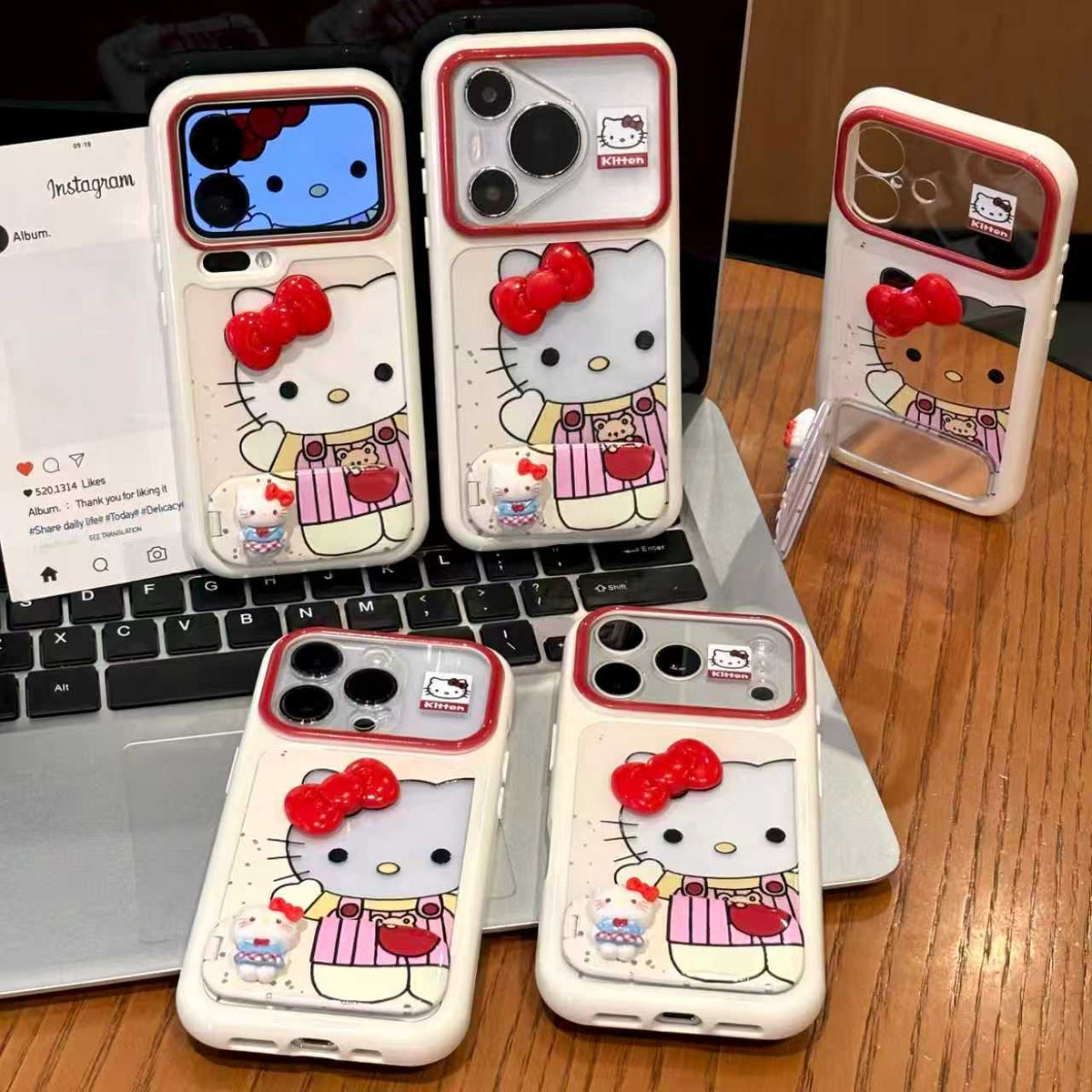 Funda de teléfono plegable Pink Blue Kitty, bonita funda suave a prueba de golpes con patrón de gato y soporte magnético para todos los teléfonos
