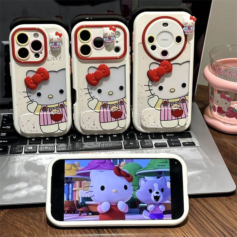 Funda de teléfono plegable Pink Blue Kitty, bonita funda suave a prueba de golpes con patrón de gato y soporte magnético para todos los teléfonos