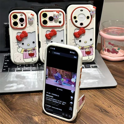 Funda de teléfono plegable Pink Blue Kitty, bonita funda suave a prueba de golpes con patrón de gato y soporte magnético para todos los teléfonos
