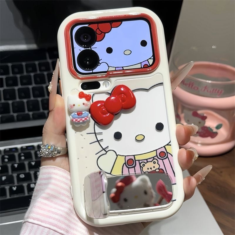 Funda de teléfono plegable Pink Blue Kitty, bonita funda suave a prueba de golpes con patrón de gato y soporte magnético para todos los teléfonos
