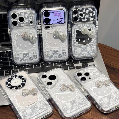 Funda de teléfono plegable Pink Blue Kitty, bonita funda suave a prueba de golpes con patrón de gato y soporte magnético para todos los teléfonos