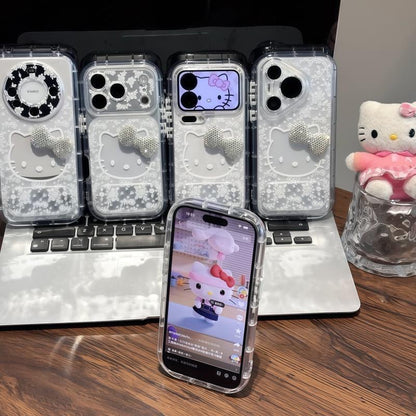 Funda de teléfono plegable Pink Blue Kitty, bonita funda suave a prueba de golpes con patrón de gato y soporte magnético para todos los teléfonos
