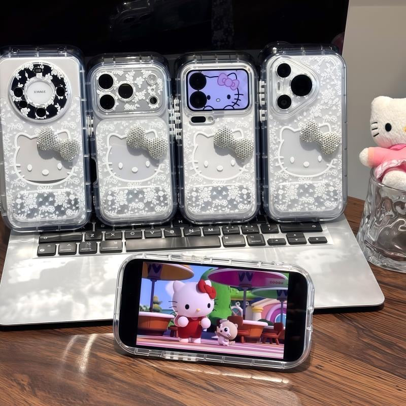 Funda de teléfono plegable Pink Blue Kitty, bonita funda suave a prueba de golpes con patrón de gato y soporte magnético para todos los teléfonos