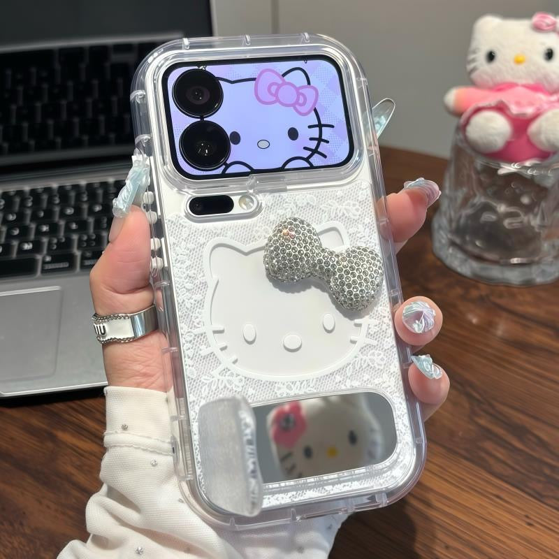 Funda de teléfono plegable Pink Blue Kitty, bonita funda suave a prueba de golpes con patrón de gato y soporte magnético para todos los teléfonos