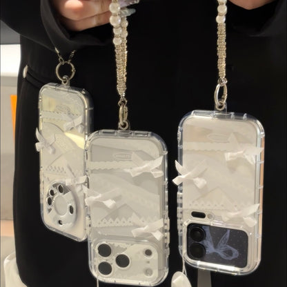 Funda de teléfono Trendy Aesthetic Bear Stand con correa de mano, linda decoración de mini taza de café, marco plateado, funda protectora antideslizante para todos los teléfonos
