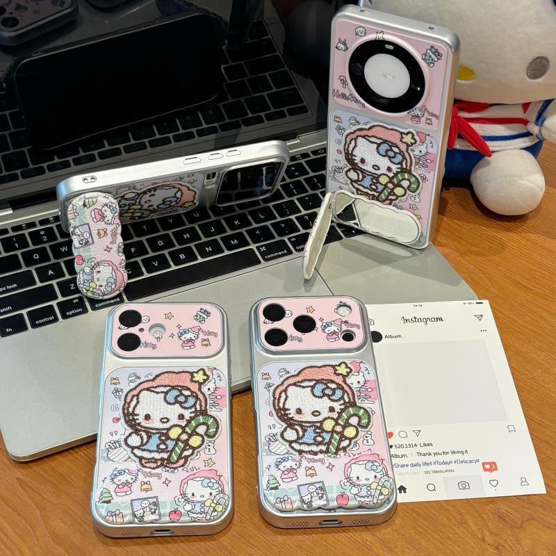 光沢のある可愛い漫画のスマホケース、360°回転磁気リングスタンド付き、ドナルドダック/グーフィー/プルート/ミッキー 耐衝撃保護ケース iPhone用