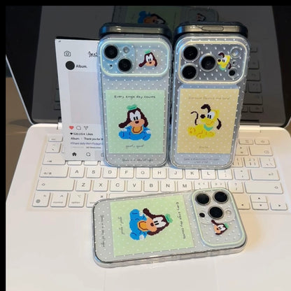 Cute Pixel Cartoon Polka‑Dot Phone Case, Clear Transparent Shockproof Soft Phone Cover