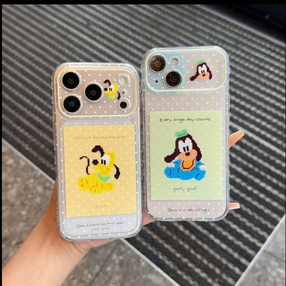 Cute Pixel Cartoon Polka‑Dot Phone Case, Clear Transparent Shockproof Soft Phone Cover