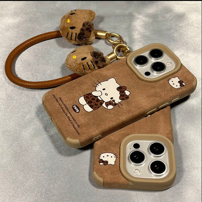 Soft Suede‑Like Kitty Surface, Shock‑Proof Corners, Detachable Plush Doll Wrist Lanyard, Protective Smartphone Shell