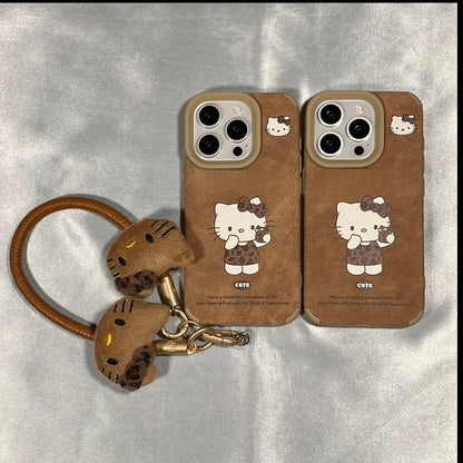 Soft Suede‑Like Kitty Surface, Shock‑Proof Corners, Detachable Plush Doll Wrist Lanyard, Protective Smartphone Shell