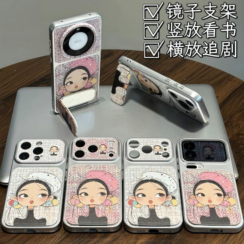 Funda protectora para iPhone con anilla magnética de dibujos animados vintage de Minnie, Goofy, Piolín y ventana grande para cámara, a prueba de golpes