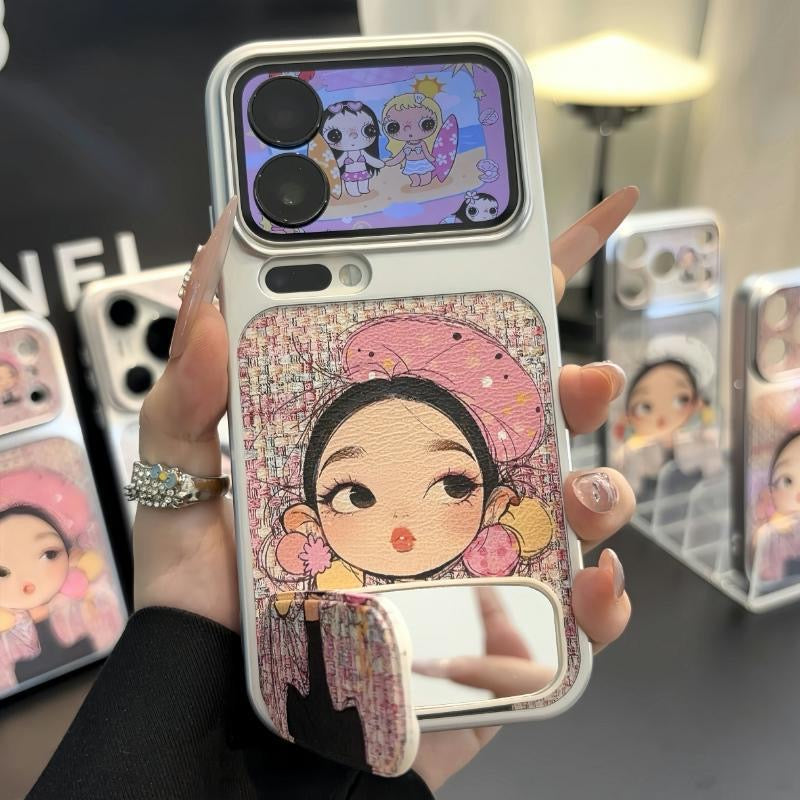 Funda protectora para iPhone con anilla magnética de dibujos animados vintage de Minnie, Goofy, Piolín y ventana grande para cámara, a prueba de golpes