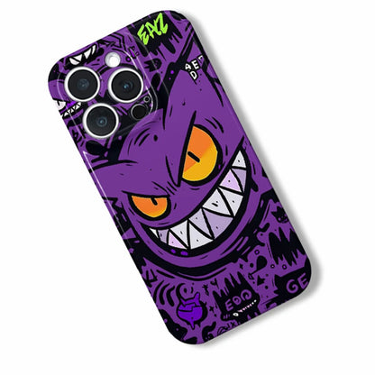 Cool Street Graffiti Purple Monster Gengar Illustration Phone Case, Trendy Dark Aesthetic Shock‑Absorbing Protective Shell For Multiple Smartphone Models
