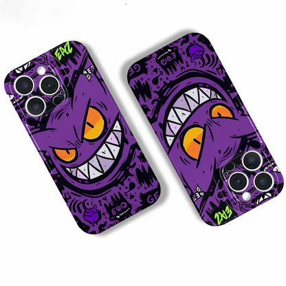 Cool Street Graffiti Purple Monster Gengar Illustration Phone Case, Trendy Dark Aesthetic Shock‑Absorbing Protective Shell For Multiple Smartphone Models