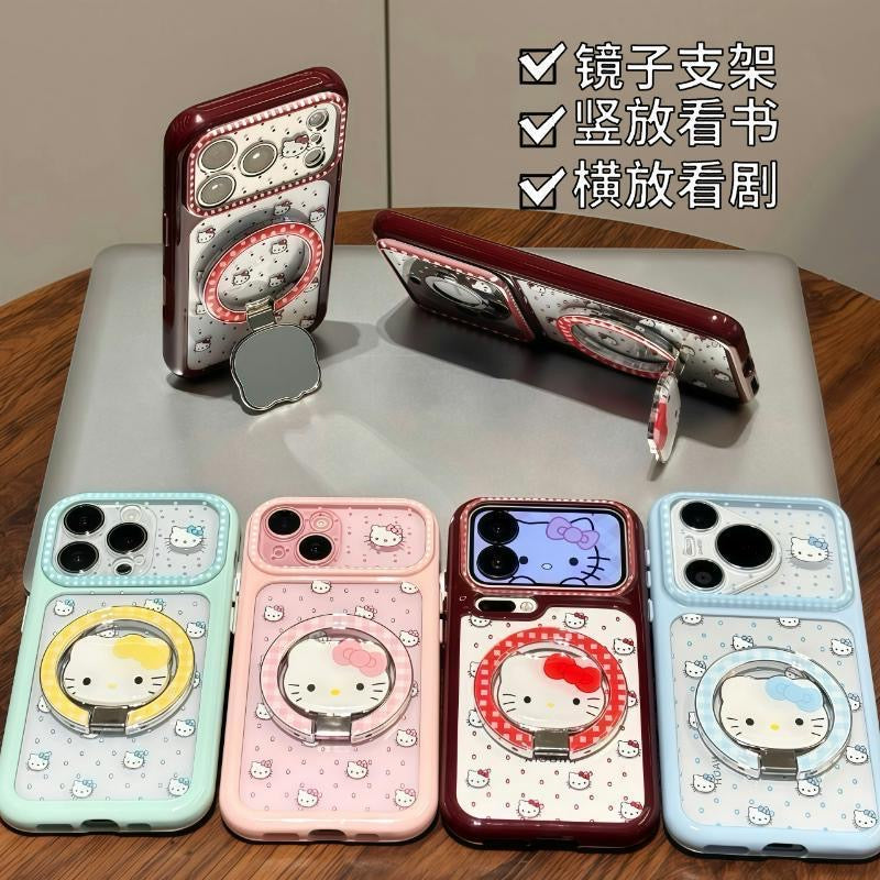 Funda protectora para iPhone con anilla magnética de dibujos animados vintage de Minnie, Goofy, Piolín y ventana grande para cámara, a prueba de golpes