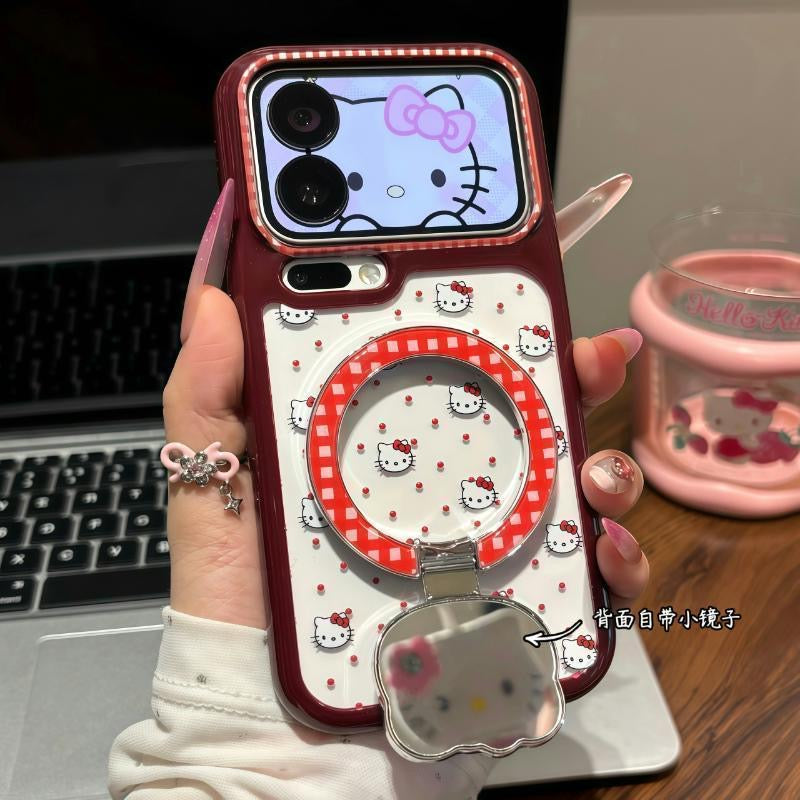 Funda protectora para iPhone con anilla magnética de dibujos animados vintage de Minnie, Goofy, Piolín y ventana grande para cámara, a prueba de golpes