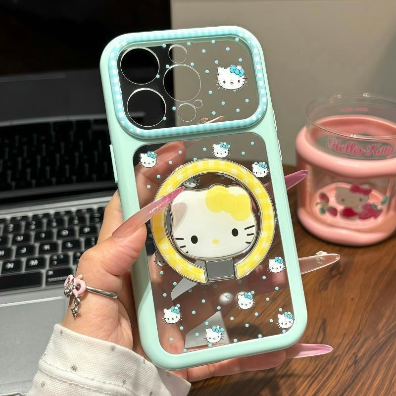 Funda protectora para iPhone con anilla magnética de dibujos animados vintage de Minnie, Goofy, Piolín y ventana grande para cámara, a prueba de golpes