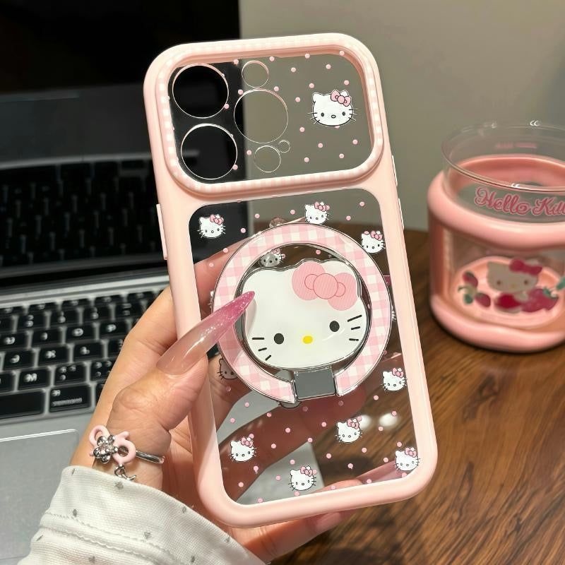 Funda protectora para iPhone con anilla magnética de dibujos animados vintage de Minnie, Goofy, Piolín y ventana grande para cámara, a prueba de golpes