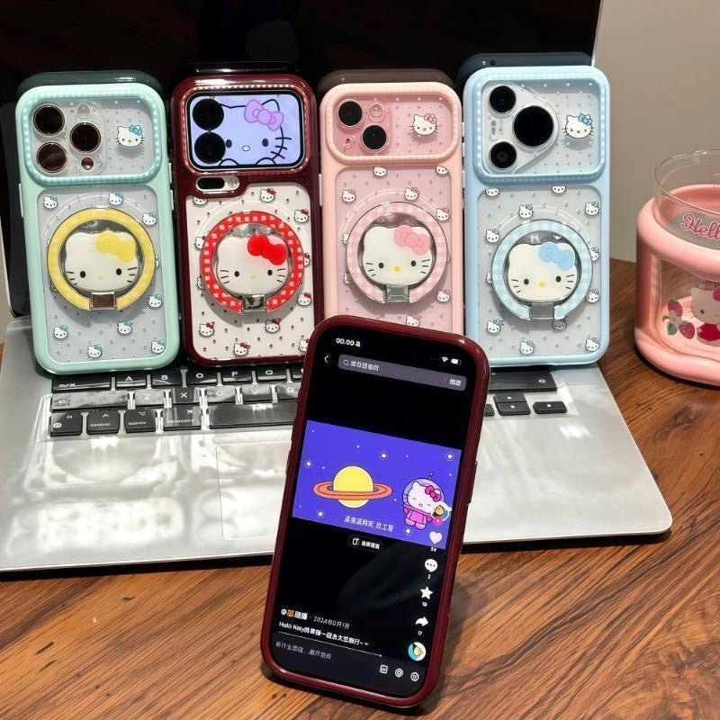 Funda protectora para iPhone con anilla magnética de dibujos animados vintage de Minnie, Goofy, Piolín y ventana grande para cámara, a prueba de golpes