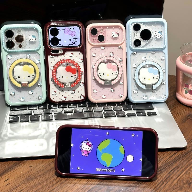 Funda protectora para iPhone con anilla magnética de dibujos animados vintage de Minnie, Goofy, Piolín y ventana grande para cámara, a prueba de golpes