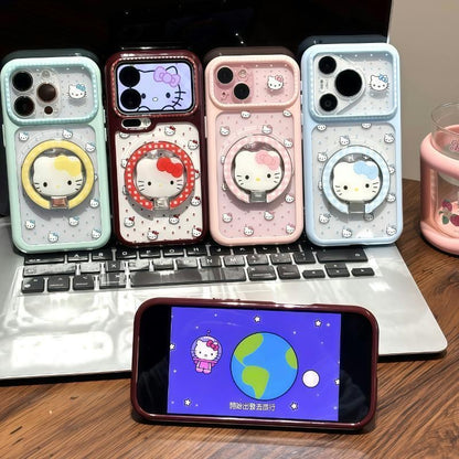 Funda protectora para iPhone con anilla magnética de dibujos animados vintage de Minnie, Goofy, Piolín y ventana grande para cámara, a prueba de golpes